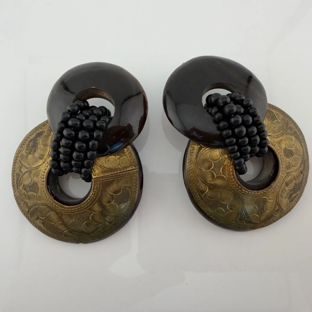 Vintage horn and brass boho door knockers
